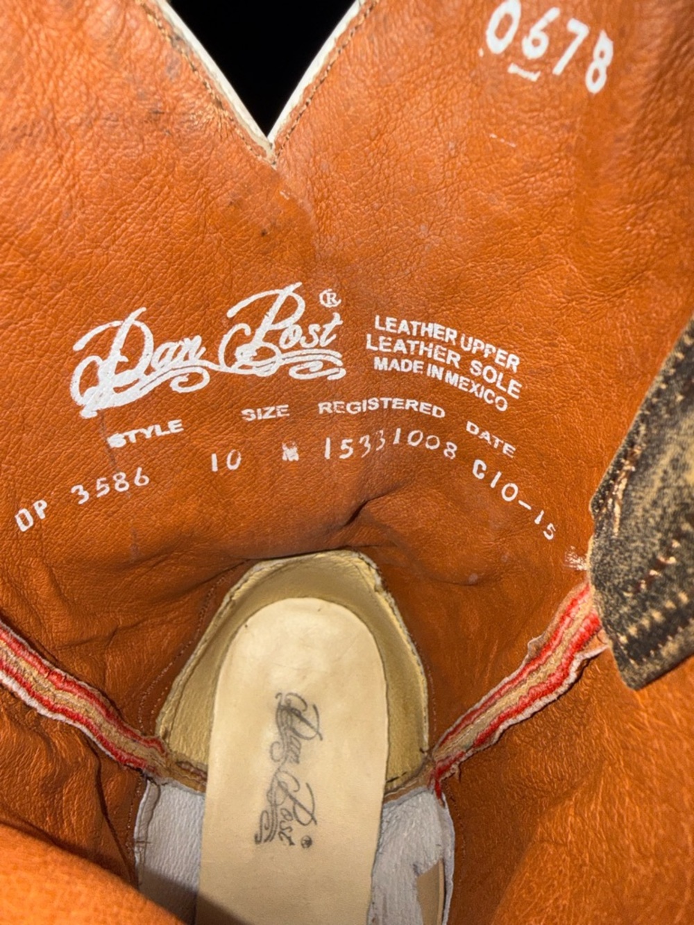 Dan Post Brown Leather Cowboy Boots - Tan Interior - Picture 4 of 4